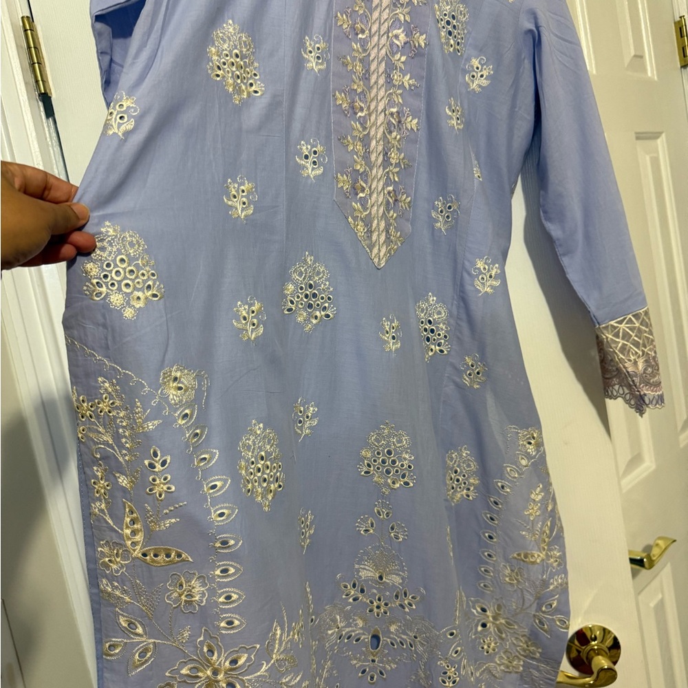 Pakistani Embroidered Lavender Dress large